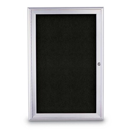 United Visual Products Sliding Door Indoor Enclosed Corkboard, 9 UV9029ACSH-BLACK-PUMICE